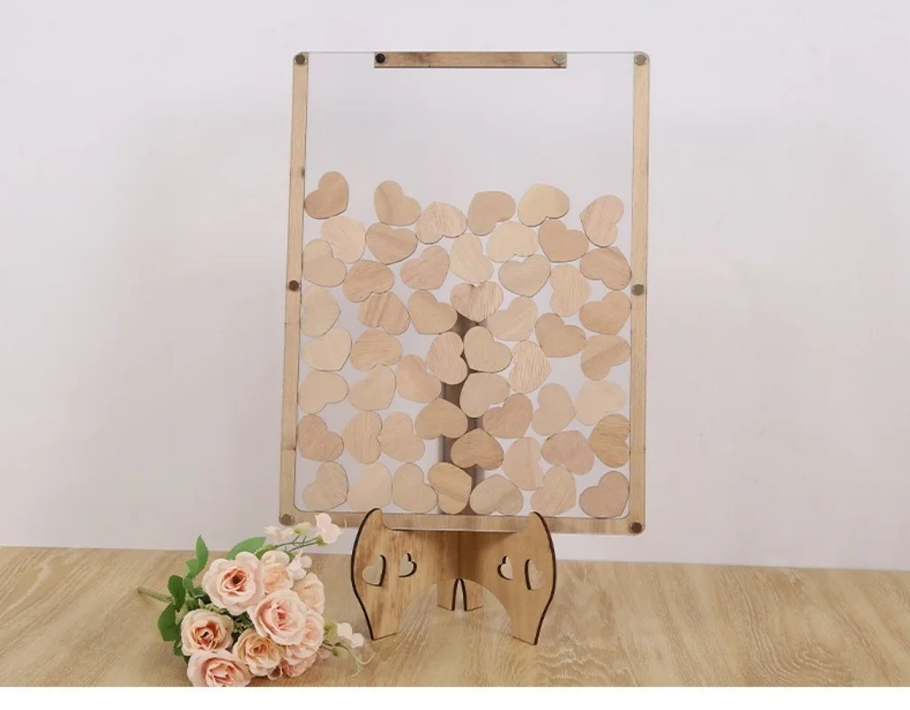 Cross border wooden wedding sign-in table Photo Frame Birthday Party Heart-shaped wedding message book desktop display