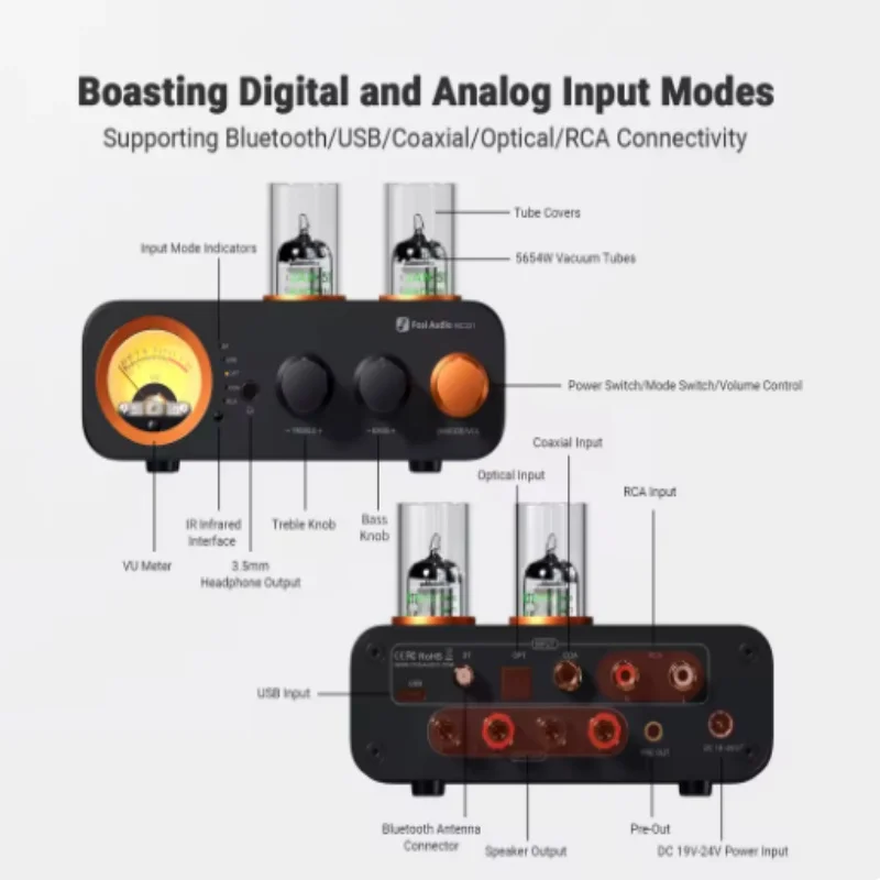 Fosi Audio MC331 2.0 Channel Bluetooth Stereo Integrated Amplifier with DAC, Mini Audio Power Amp for Passive Speaker