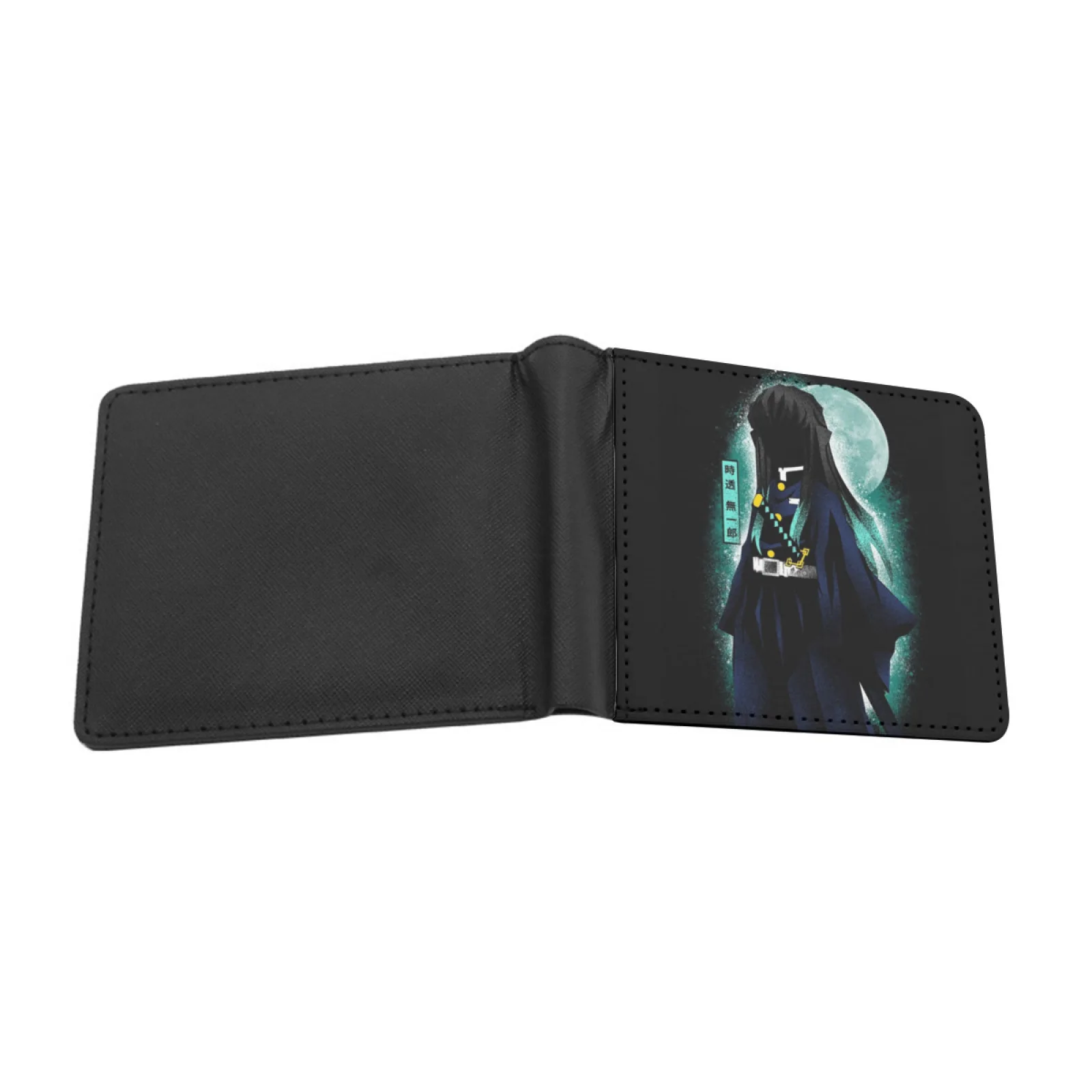 Tokito Hashira Dark Shadow Men's Wallet Pu Leather Wallet Multifunction Credit Card Purse Muichiro Tokito Muichiro Tokito