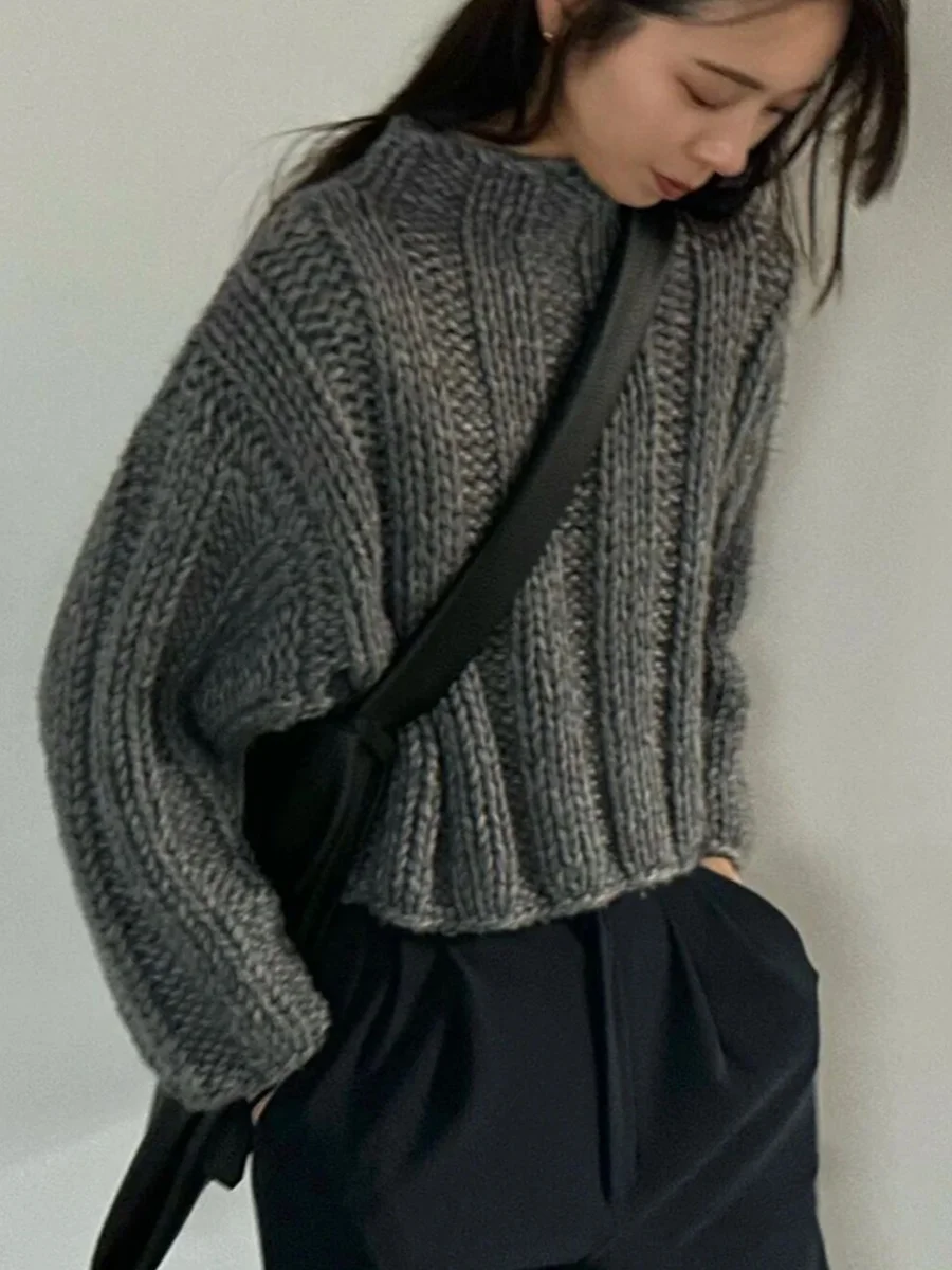 Suéter longo feminino macio e aconchegante com gola alta Or Sve outono inverno solto casual versátil malhas confortáveis lazer...