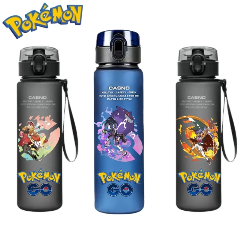 560ML Pokemon Trainer Leon Ash Ketchum Gengar Blue Black Plastic PcLeak Proof Resistant Outdoor Portable Travel Sports Water Cup