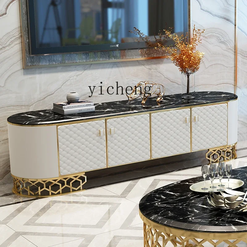 gz-3  light luxury coffee table TV cabinet combination living room marble oval corner cabinet furniture