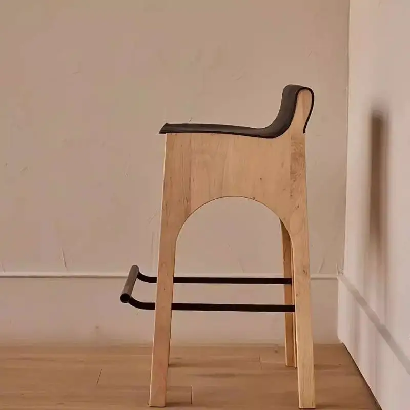Vintage Designer Bar Chair Minimalist High Wooden Foldable Bar Chair Ergonomic Modern Bancos Para Barra De Cocina Furniture