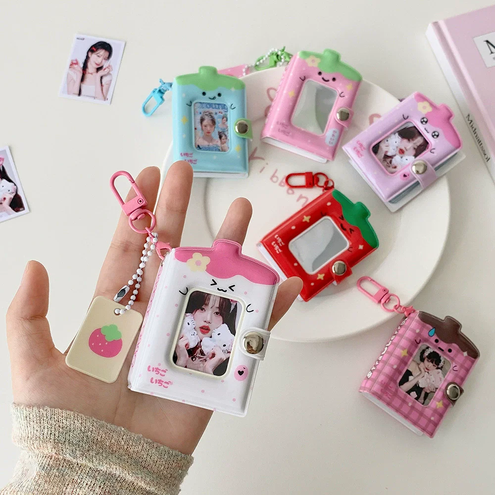1.5x2.1 Inch Mini Colorful PVC Photo Album Photo Storage Keychain 32 Clear Pockets for Valentine Gift Wedding Birthday Memory