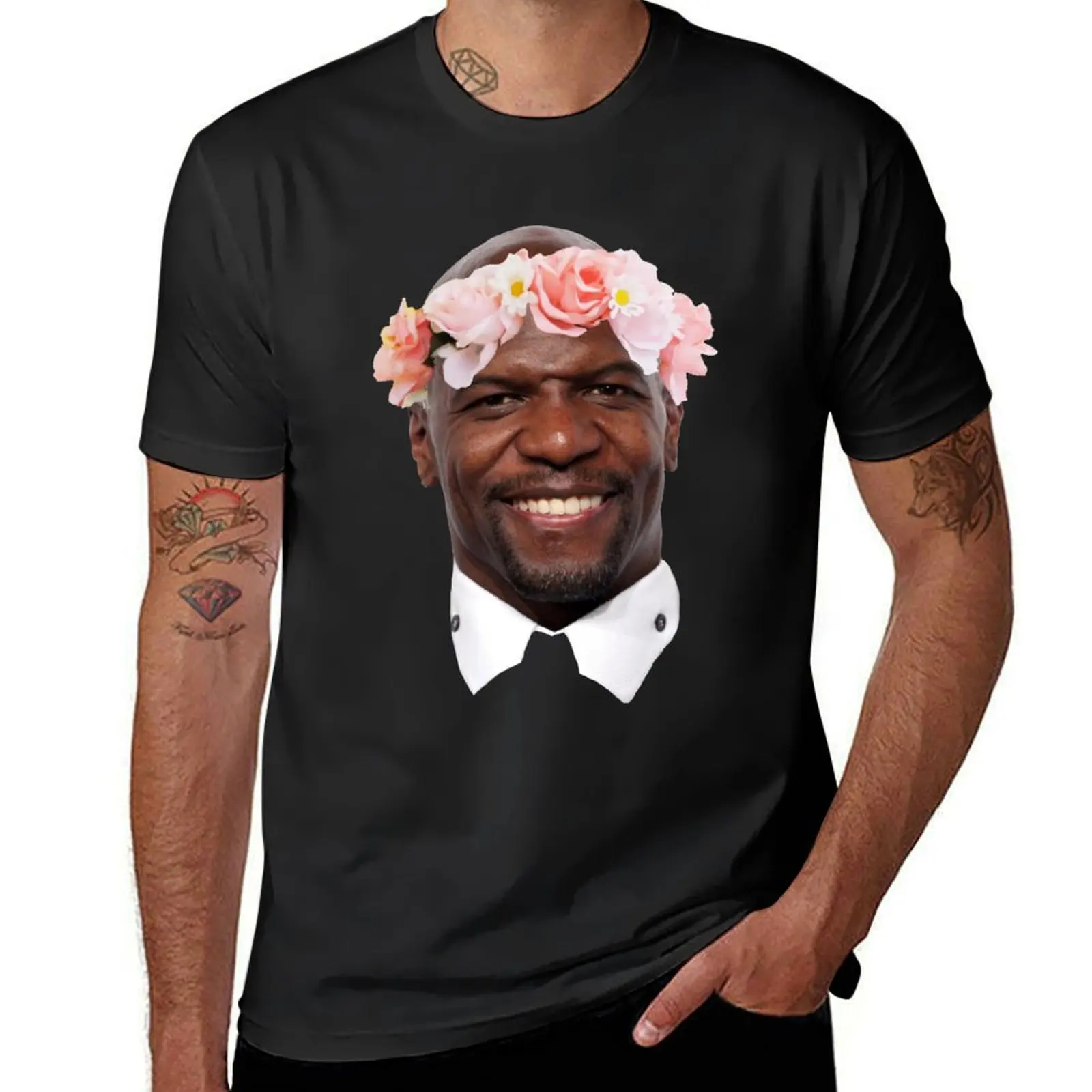 Terry Crews Flower Crown T-Shirt funnys plain plus sizes graphics mens t shirts pack