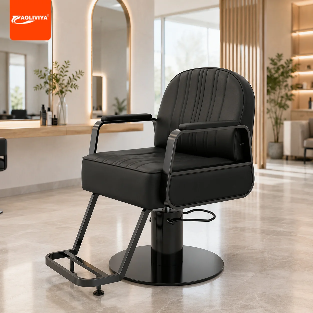 AOLIVIYA Barber Chair Swivel Adjustable For Salon Shop Hair Styling Commercial Furniture Modern Backrest Stylist Seat
