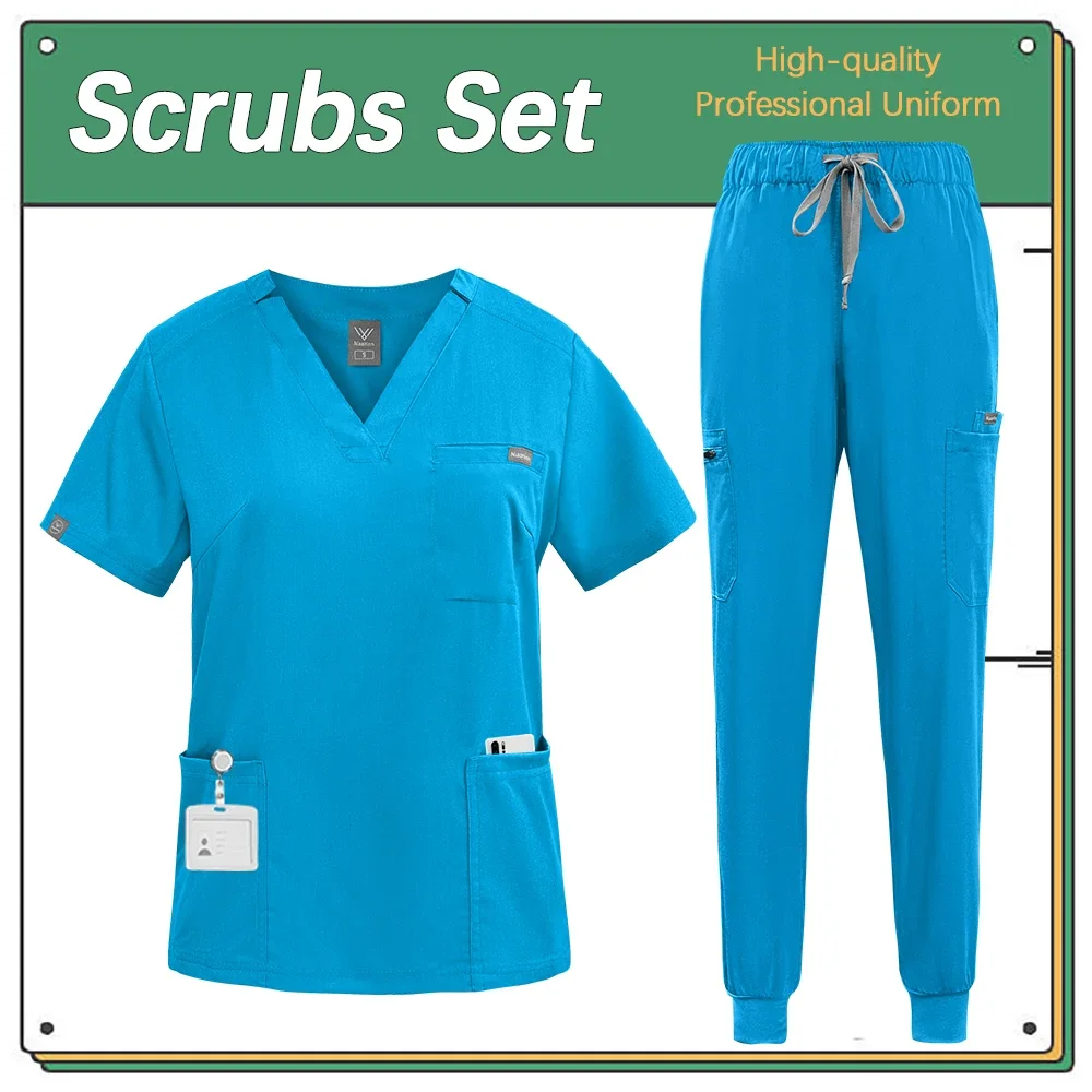 Uniformes d'infirmière à manches courtes, haut à col en v, pantalons de jogging pour femmes, blouses chirurgicales, combinaison de soins infirmiers pour dentiste, tenue de médecin d'hôpital pour animaux de compagnie