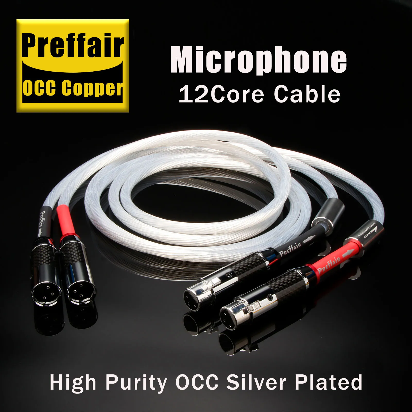 Pair 2XLR Balance Cable 7n OCC Cable 3 Pin XLR Male to Female For Amplifier CD Player