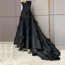 Customized Prom Dress Evening Spaghetti Strap Ball Floor Length Skirts Open Back Draped Applique Flower Bespoke Occasion Dresses