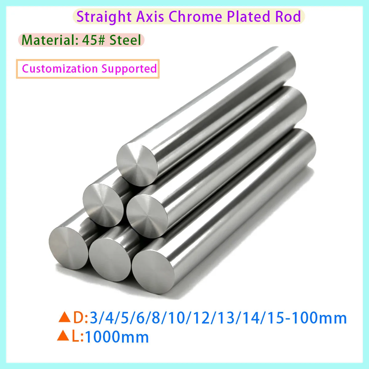 Chrome Plated Hardened Smooth Round Rod Optical Axis 3mm 4mm 5mm 6mm 8mm 10mm 12mm for 3D Printer Parts