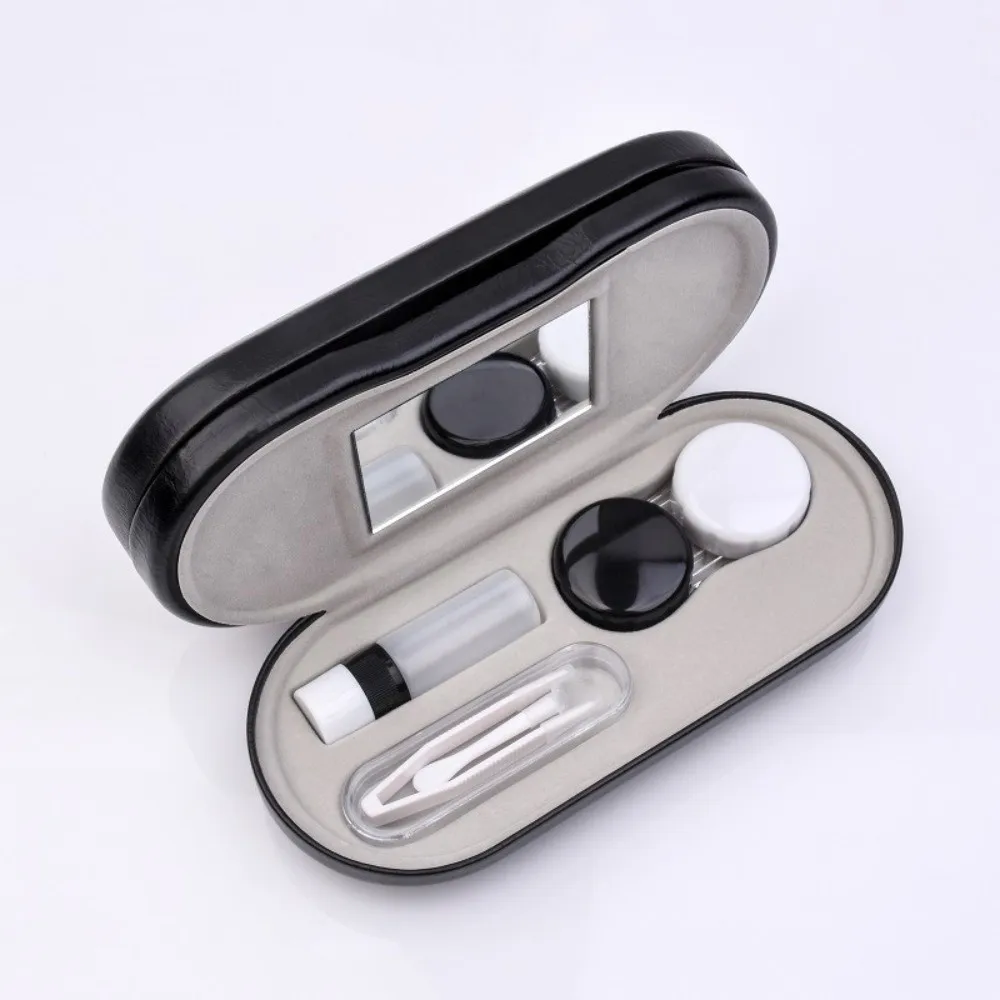 2 في 1 حقيبة تخزين النظارات طبقة مزدوجة حافظة مستحضرات التجميل المقاومة للضغط مع مرآة صندوق جلد PU صندوق نظارات هدية للجنسين