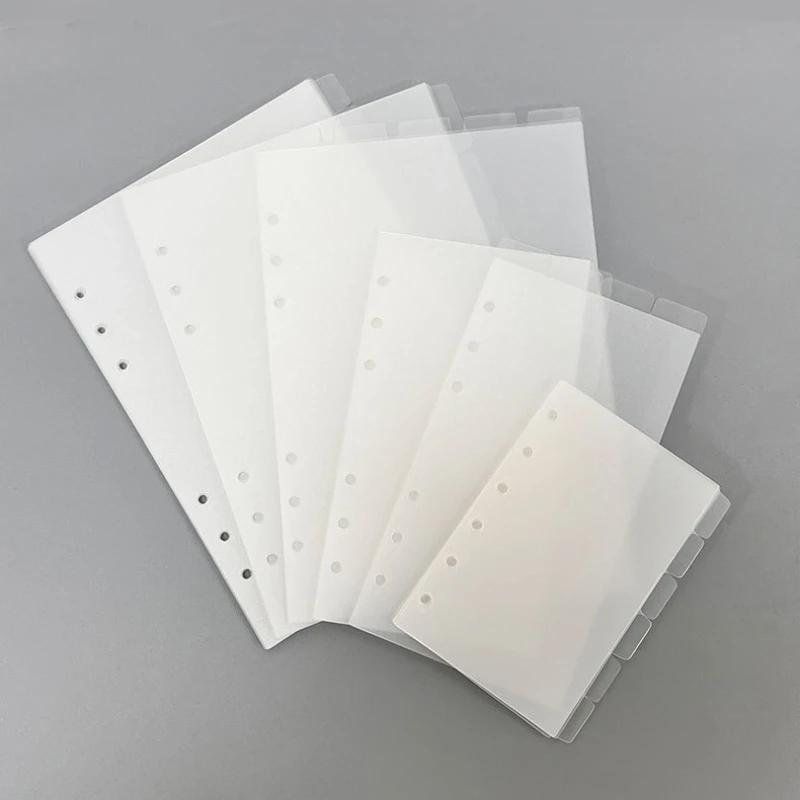 A5/6/7 PP Transparent 6-hole Binder Page Index Divider Student Loose Leaf Notebook Kpop Photocard Collection Book Accessories