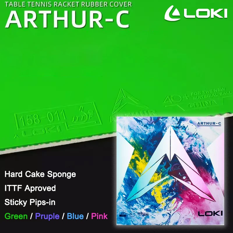 

Oroginal LOKI ARTHUR Green Table Tennis Rubber Sticky Pips-in Table Tennis Racket Rubber with Hard Cake Sponge ITTF Aproved