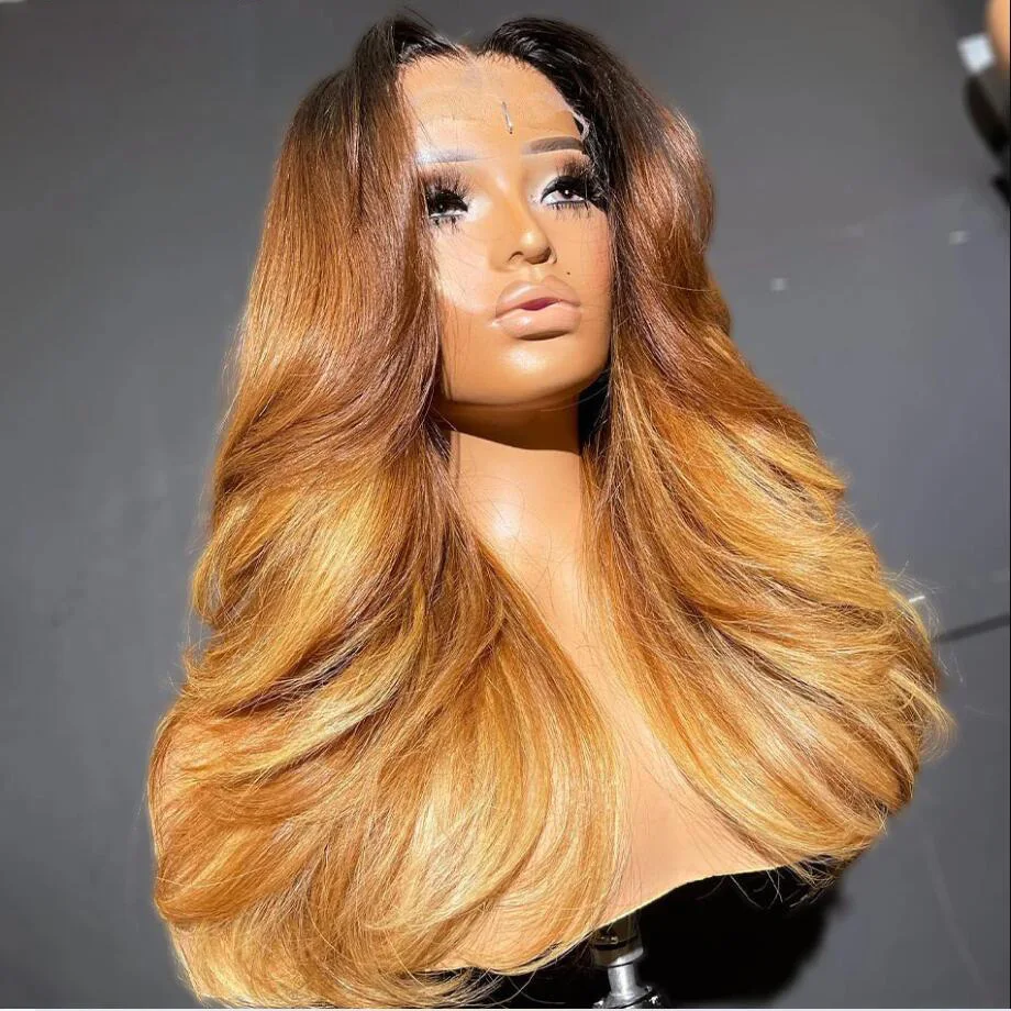 Glueless Soft Ombre Blonde Body Wave 28'' 5x5 Silk Base Jewish Human Hair Wig With Baby Hair HD Lace European Hair Preplucked