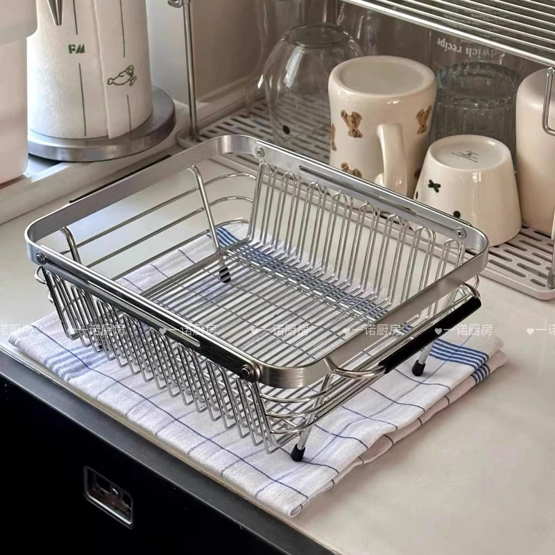 

YJQ kitchen stainless steel sink drain basket rack multifunctional dish drain rack