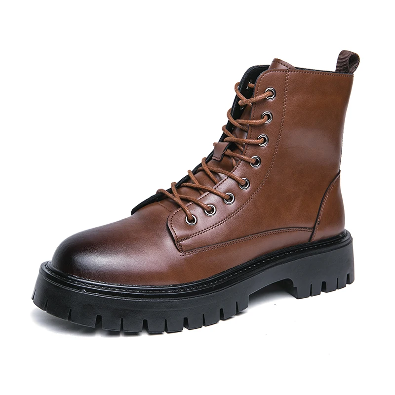 

New Motorcycle Trendy Men's Fashion Block Shoes Men's Casual Leather Shoes Trendy British Style Business Casual Shoes