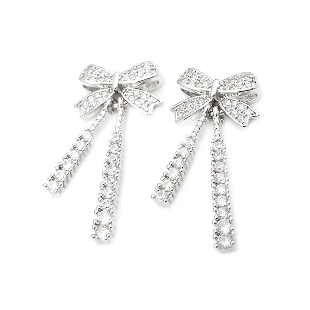 4PCS Brass Zircon 2 Holes Bow-knot Connect Charms Pendants Necklace Earrings Diy Jewelry Accessories Rosediy official-website