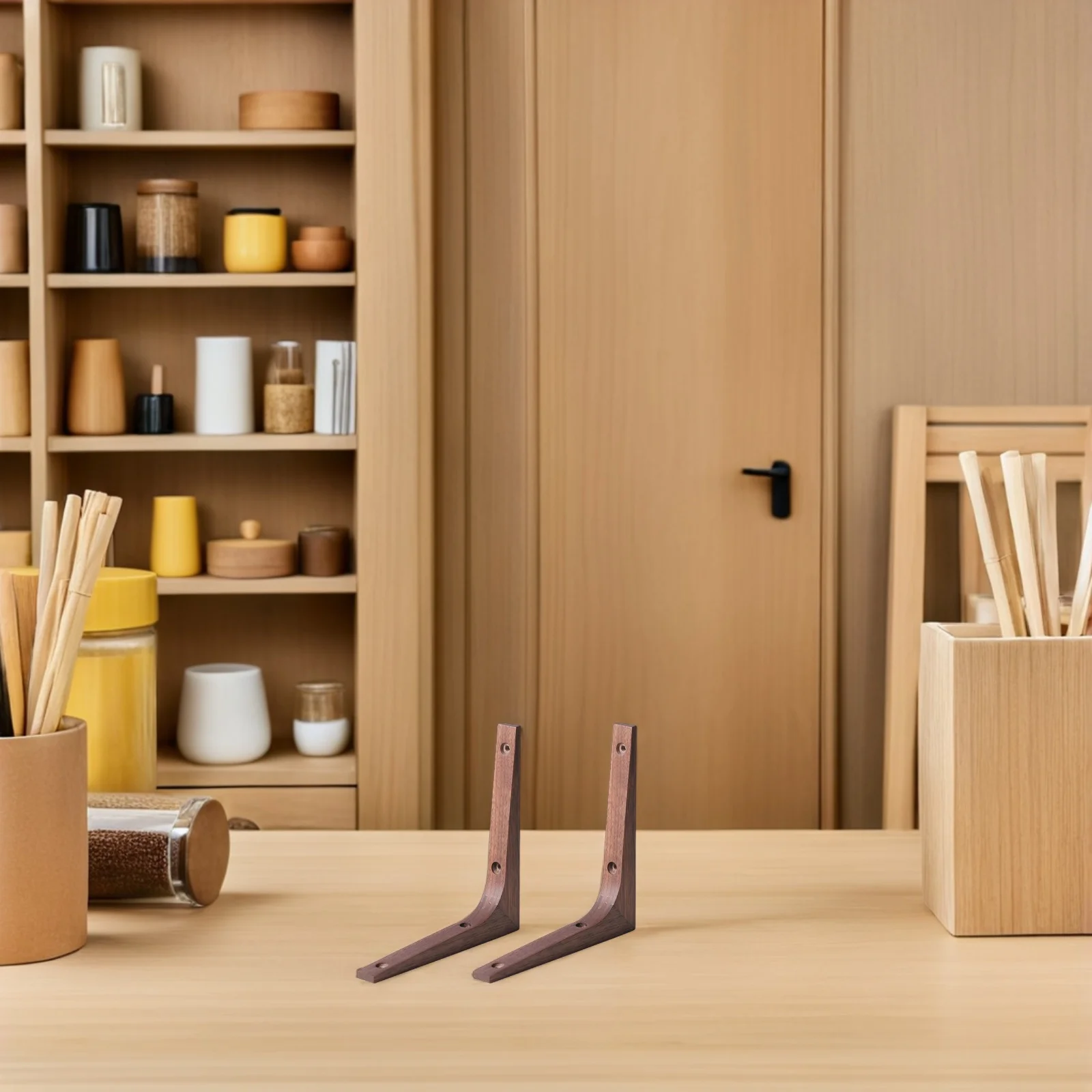

2Pcs Fixed Compartment Bracket Durable Wall Shelf Supports Practical Long-term Wooden Brackets Corner Brace Hardware Shelves