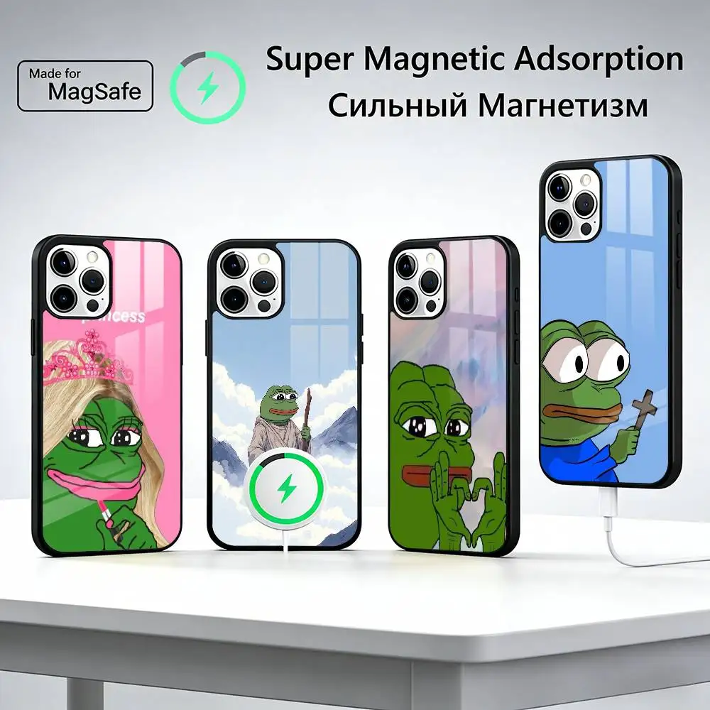 

P-Pepe the Frog Funny Phone Case For iPhone17,16,15,14,13,12,11 Plus,Pro Max, New Magnetic Wireless Charging