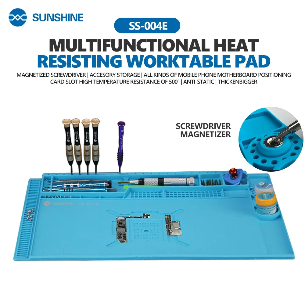 SUNSHINE SS-004E Multifunctional Repair Insulation Table Screwdriver Magnetization Anti-static for Parts Storage Repair Pad Tool