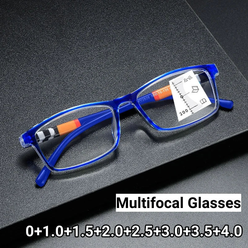 

Men's Fashion Progressive Multifocal Reading Glasses Unisex Blue Light Blocking Far Sight Eyeglasses Women Presbyopia Eyewear