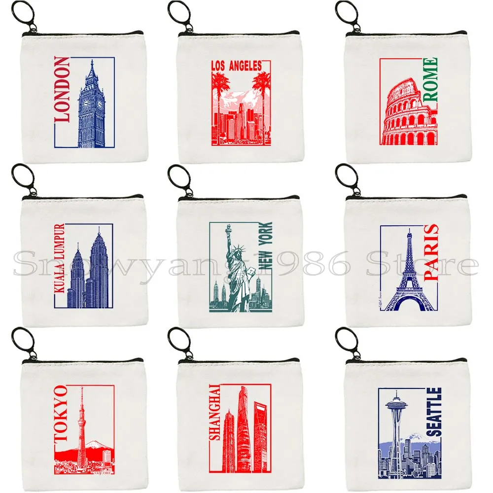 Kuala Lumpur London Los Angeles San Francisco Seattle Tokyo New York Paris Paris Eiffel Key Coin Purse Case Bag Wallet Pouch