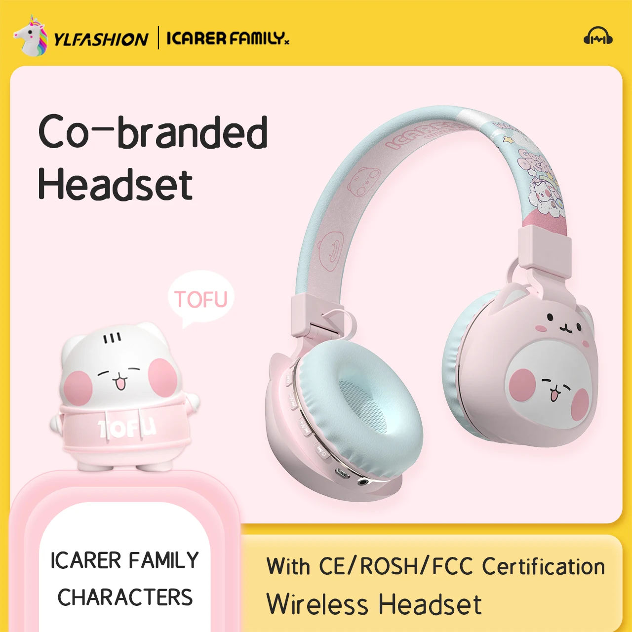 Wireless Headset Folding Headphone for girls Cute Headset