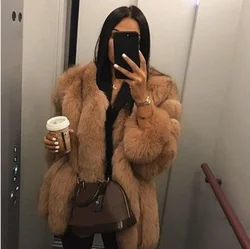 SUSOLA Fake Fox Fur Coat Silver Fox Fur Coat Women Winter Black Coat Long Sleeve Jacket Outerwear Women Trend Casaco Feminino