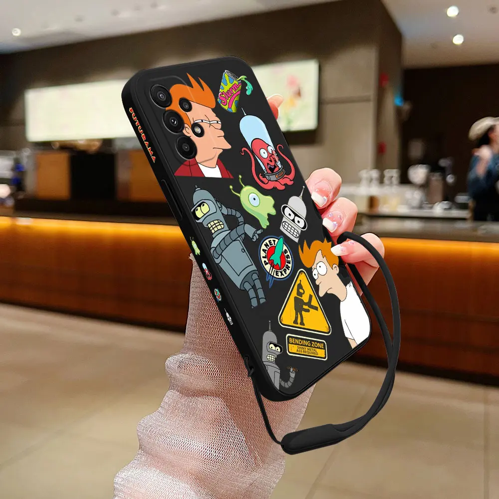 Anime Futurama Bender  Phone Case For Xiaomi Redmi Note 12 11 10 10S 9T 9 8 7 Pro Plus 10C 9A 9C 9T 4G 5G Cover With Hand Strap