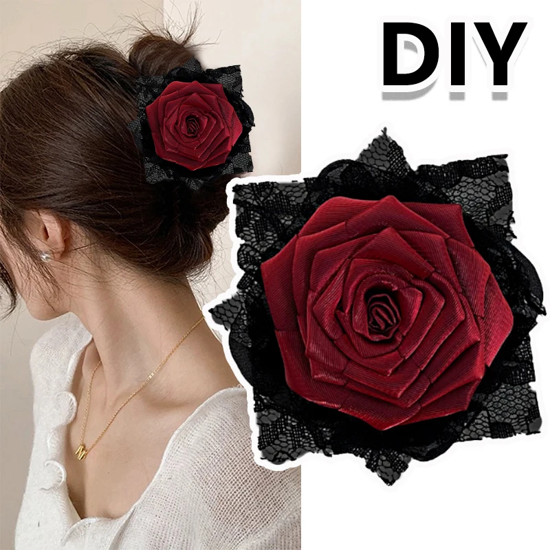 Mesh Artificial Rose Flower Wedding Clothing Dress Accessories DIY Headwear Hair Clips Crafts Decor Clothes Hat Sewing Supplies