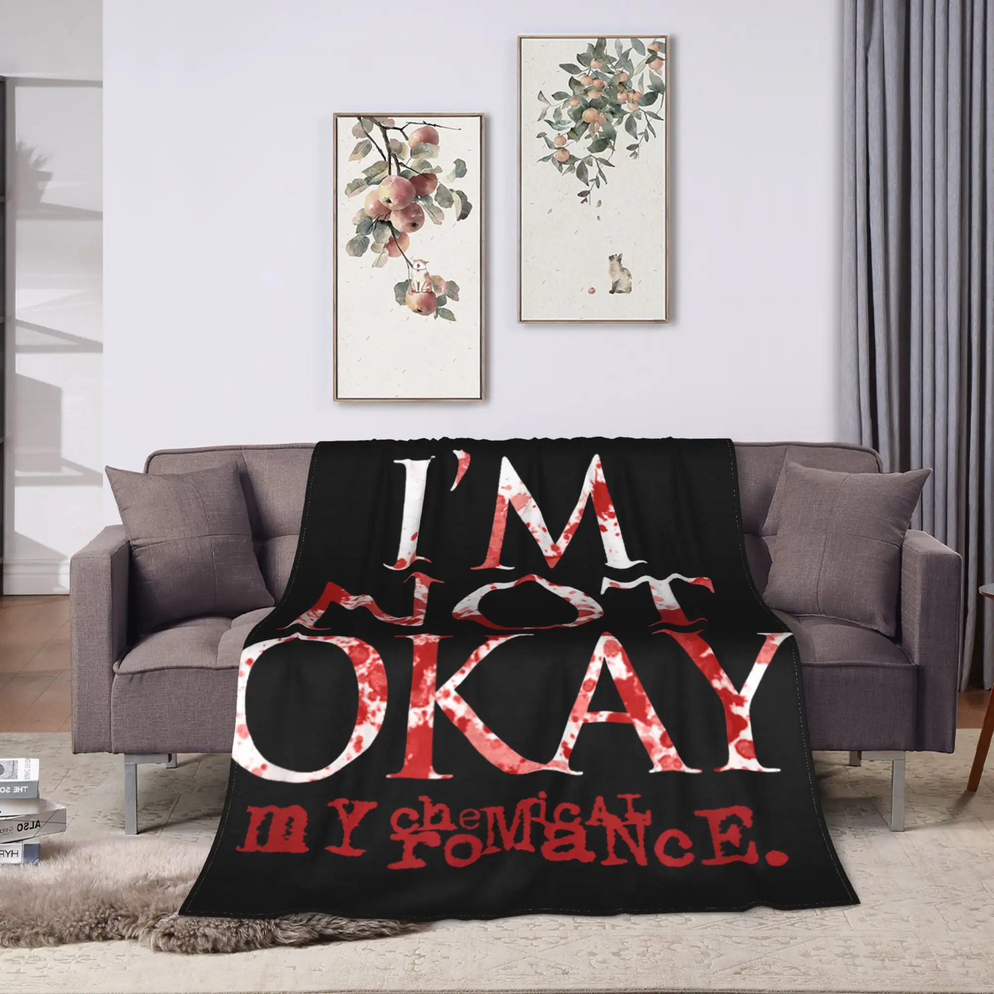 I'm Not Ok My Chemical Romance Blanket  Decorative Flannel Throw Blanket For Couch Bed Super Warm Custom Quality Bedspread Gift