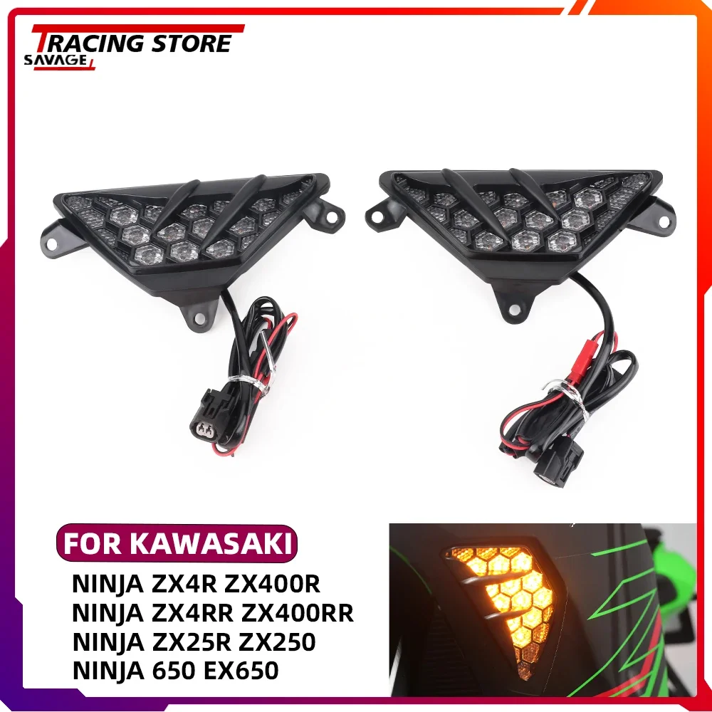 

For Kawasaki Ninja ZX25R ZX250 ZX4R ZX400R ZX4RR ZX400RR 650 EX650 500/SE EX500 1100SX/SE ZX1100 LED Turn Signal Light Indicator