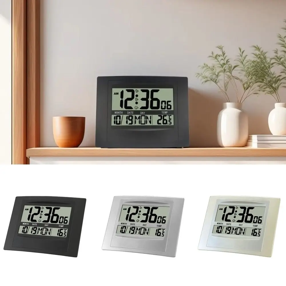 Large Display Digital Wall Clock TEMP Display Week Display Table Clock 2 Alarms Date Display LCD Alarm Clock