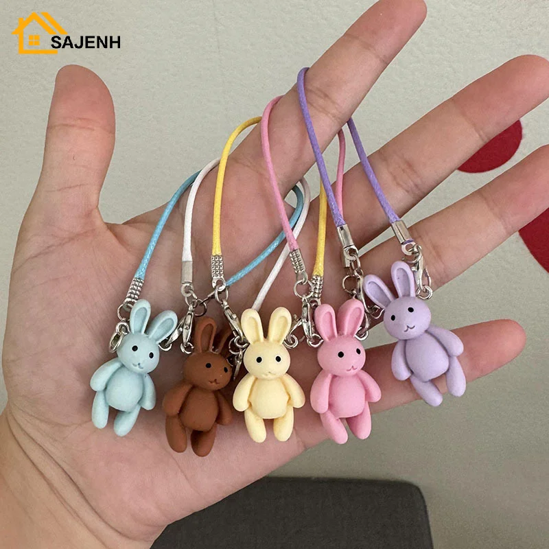 Cute Cartoon Mini Bunny Pendant Dollhouse Accessories For Plush Doll Neck Decoration Kawaii Rabbit Model Charms Dress Up Toy