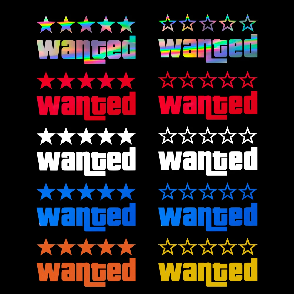 Car Stickers Wanted Laser Car Funny Stickers Auto Vinyl Film Decals for Car Bumper Windows Motorcycle Laptop Walls Accessories
