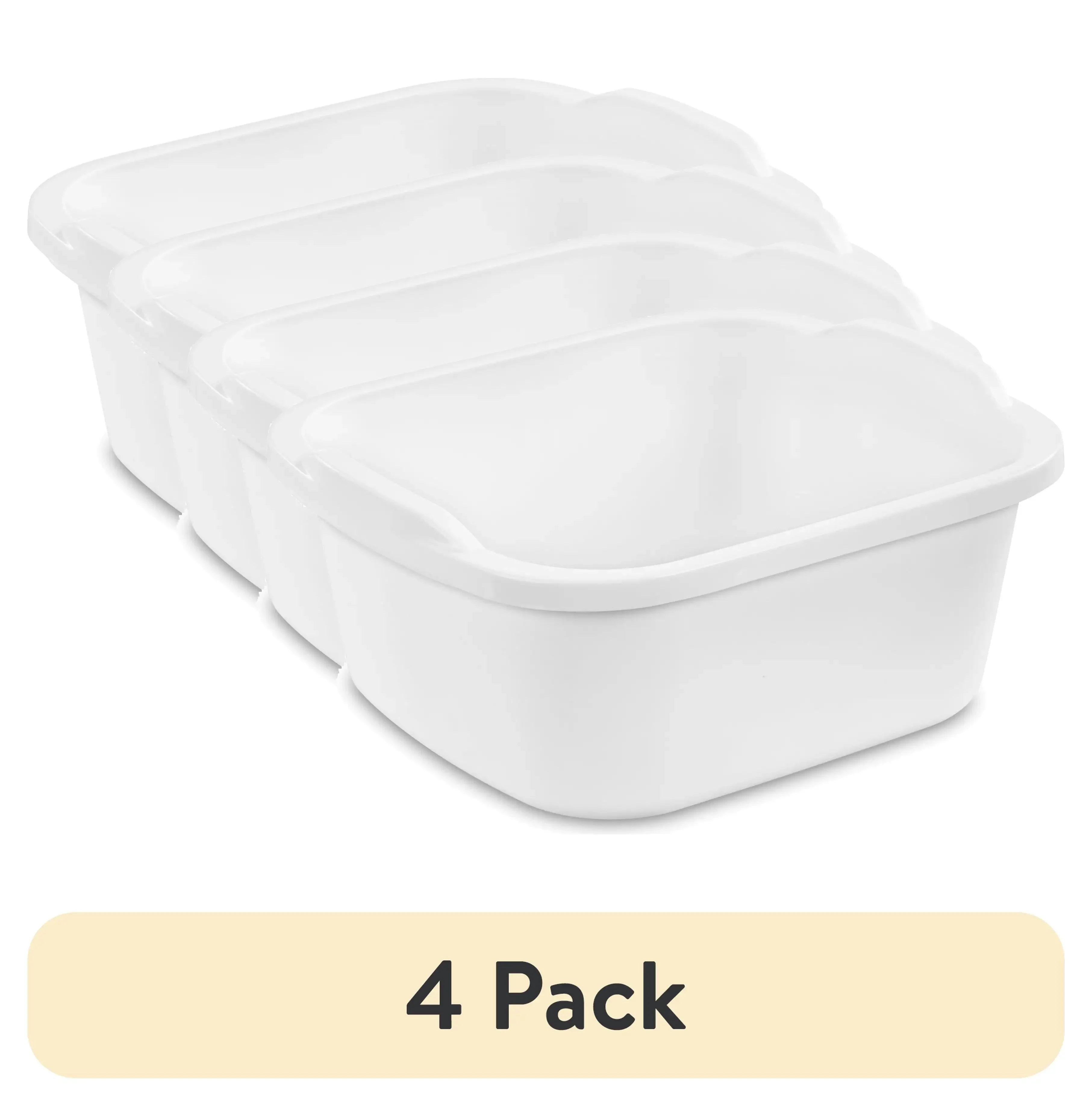 

HOME.(4 pack) 12 Qt. Dishpan, Multi-Purpose Plastic Wash Tub, Kitchen, Sink, White,Fast delivery