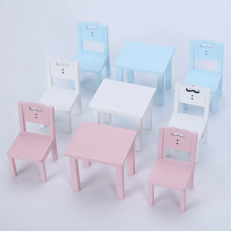 

Dollhouse 3pcs Tables and Chairs Set 1/12 Miniature Furniture Props Simulation Model Ornaments Home Decor Accessories