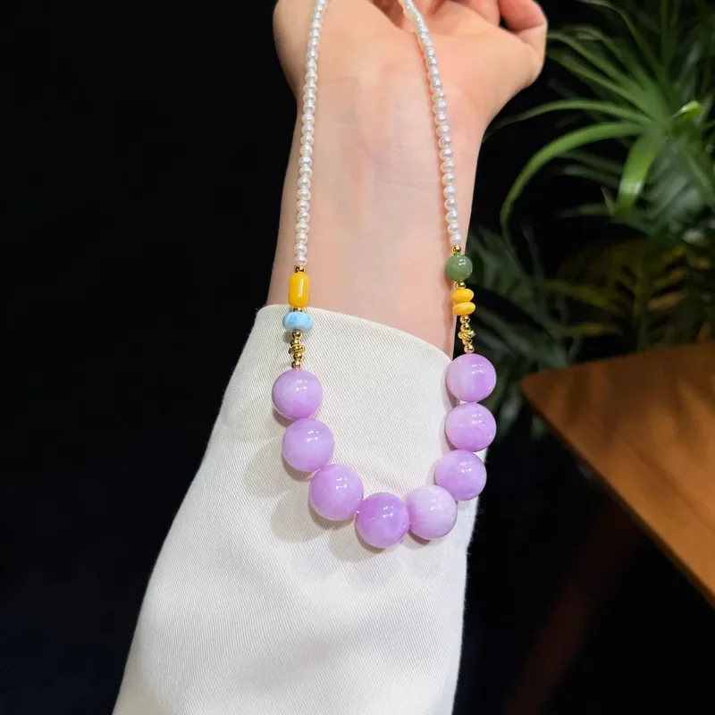 Spring New Dopamine Ladies New Chinese Fashion Beaded Daily Romantic Pearl Purple Lithium Hui Necklace Niche
