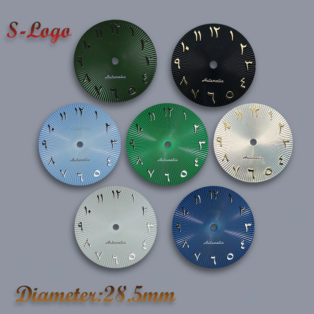 

28.5mm S Logo Arabic Numerals Dial NH35 Dial 3 o'clock Crown For NH35 NH36 4R 7S Movement Watch Accessories