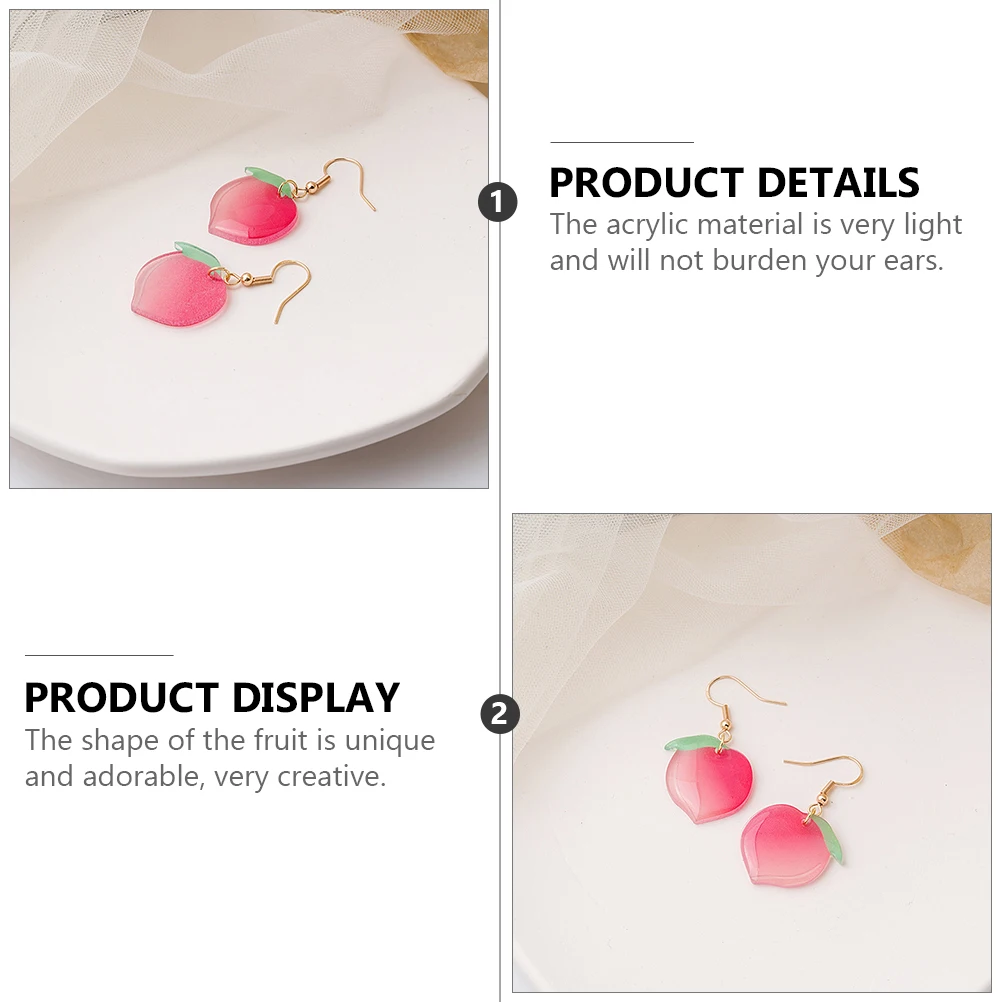 

Peach Earrings 2 Pairs Water Drop Creative Gifts for Girls Women Fruit Fashion Accessories Valentine Birthday Party Holiday