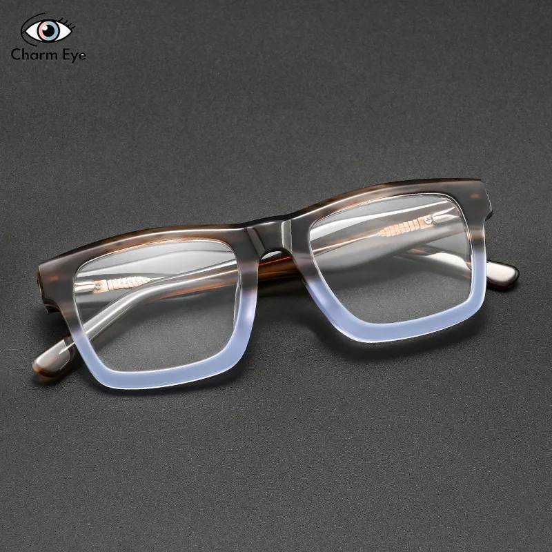 

Новые высококачественные модные мужские квадратные ретро-оправы для очков из ацетата 9102, для коррекции близорукости, дальнозоркости, с защитой от синего света