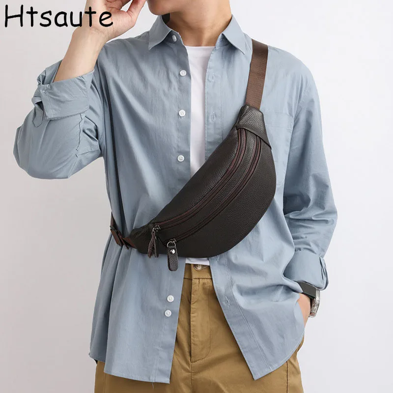 

Men's Waterproof PU Leather Crossbody Waist Bags for Outdoor Sports Running Chest Pack Business Multifunctional Fanny Packs