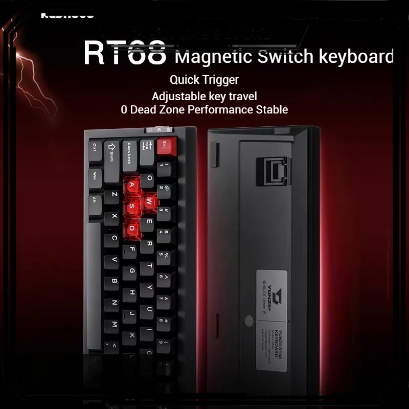

Keynouo RT68 Mechanical Keyboard Gaming Magnetic Switch Full Key Hot Swappable RGB Gasket Pbt+Pc Ergonomic Mechanical Keyboard