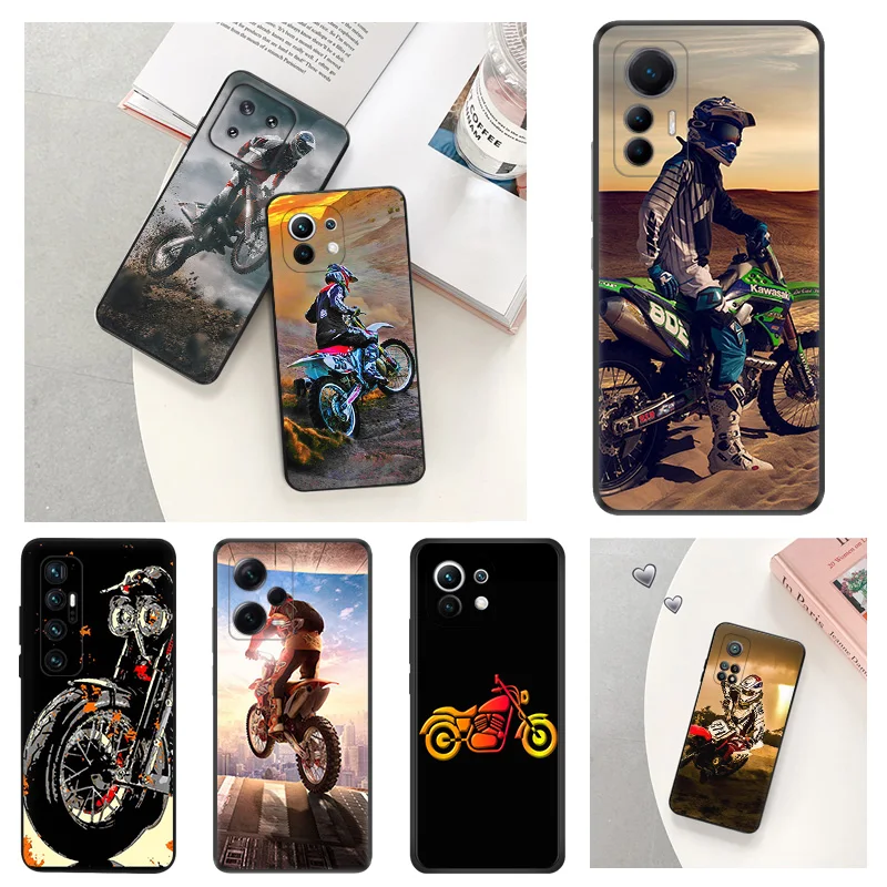 Anti-Drop Soft Phone Case For Xiaomi 12T 12X 13Lite Redmi Note 12 4G 5G 12s 13 Pro 12c 13c Cool Flying Rider Motocross Cover