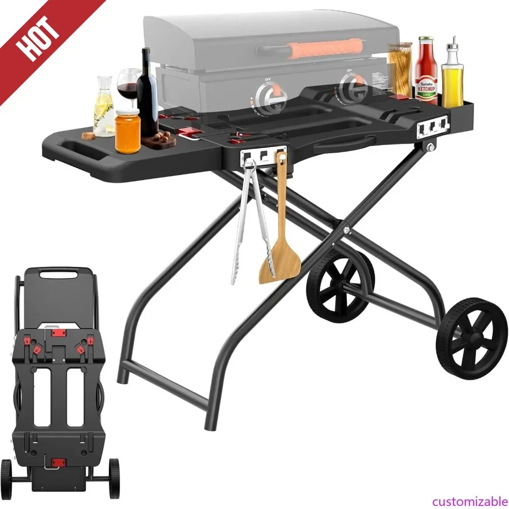 

Customizable Portable Grill Cart For 17" & 22" Blackstone Griddles And Weber Q1000, Q1200, Q2000, Q2200 Series Grills - Durable,