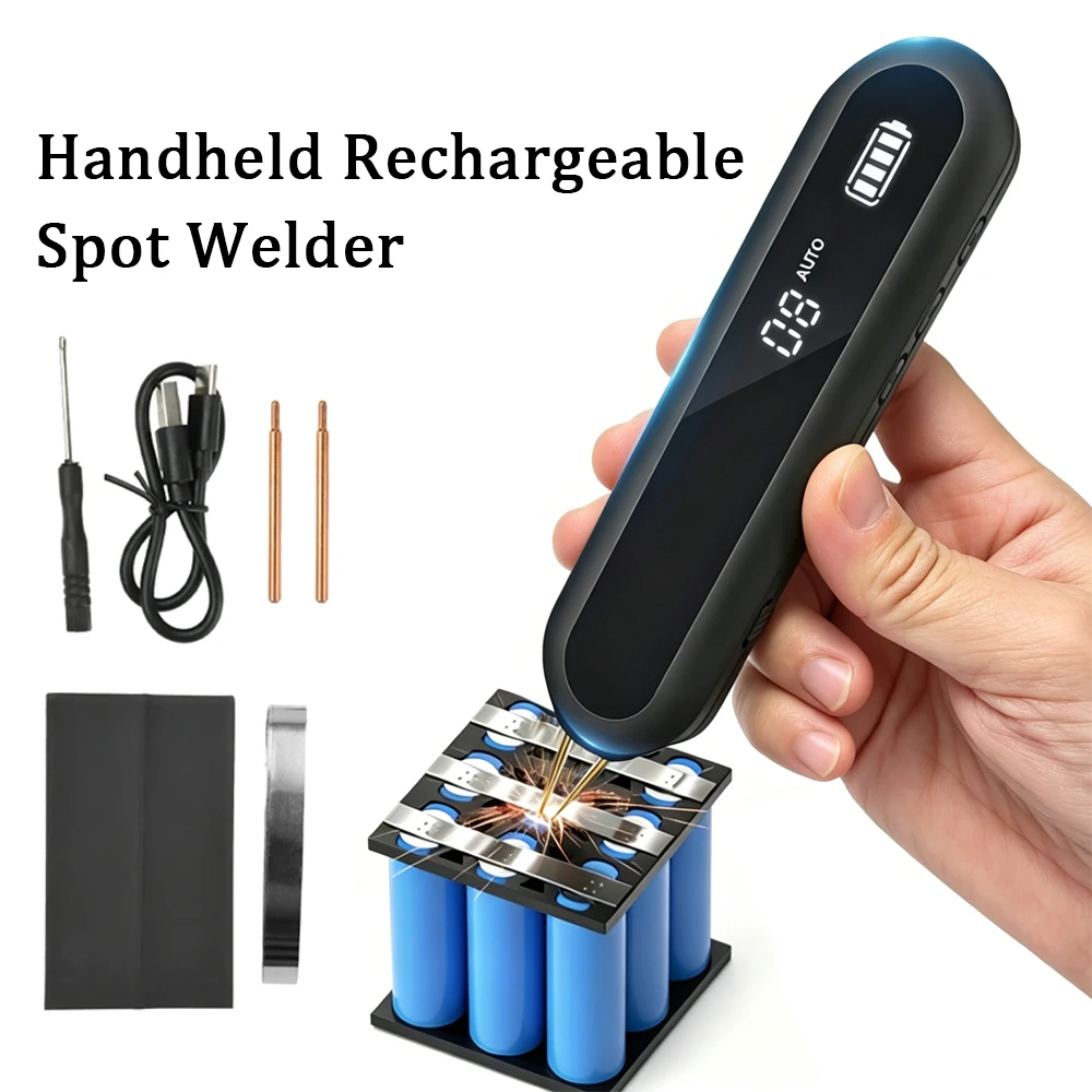 Mini soudeuse par points tout-en-un, machine de soudage par points portative, 12 vitesses réglables, outil de soudage par points pour batterie au lithium 18650 DIY