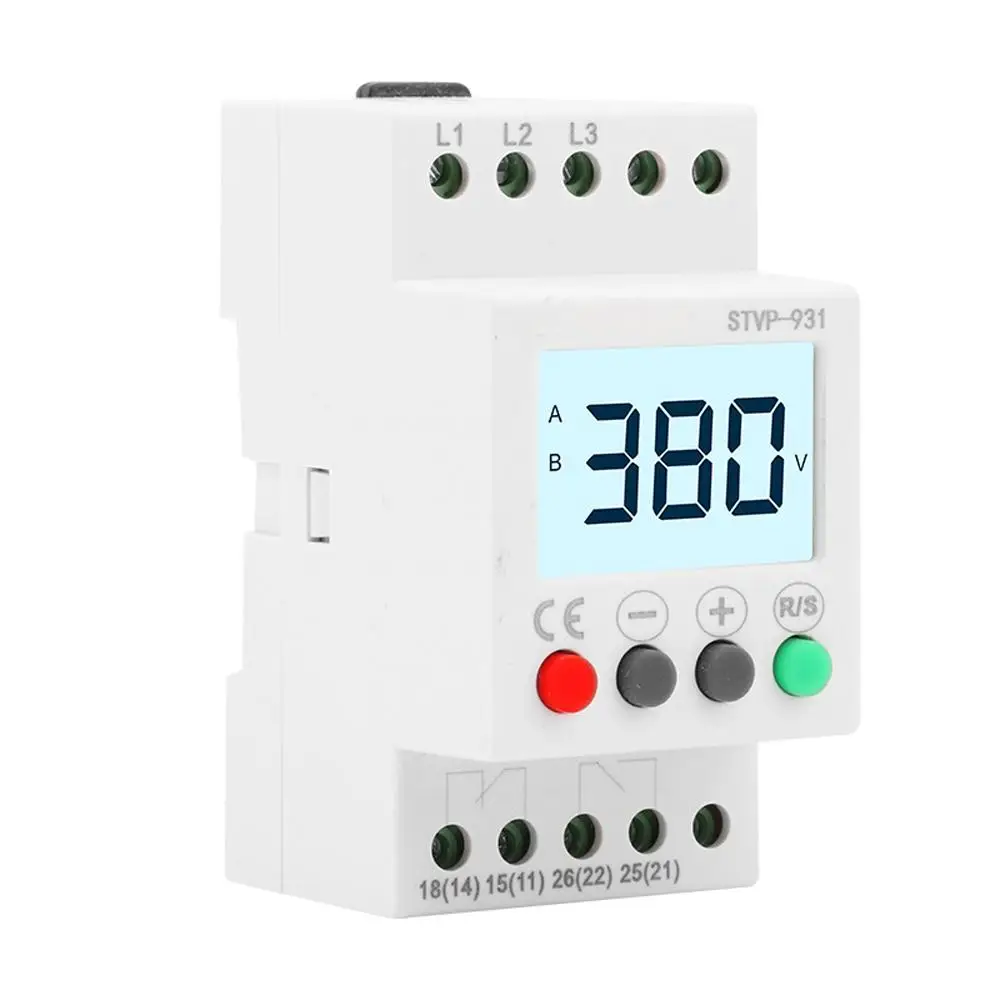 

STVP-931 380VAC Three-phase Overvoltage and Undervoltage Protection Device Phase Sequence Protector Relay Breaker