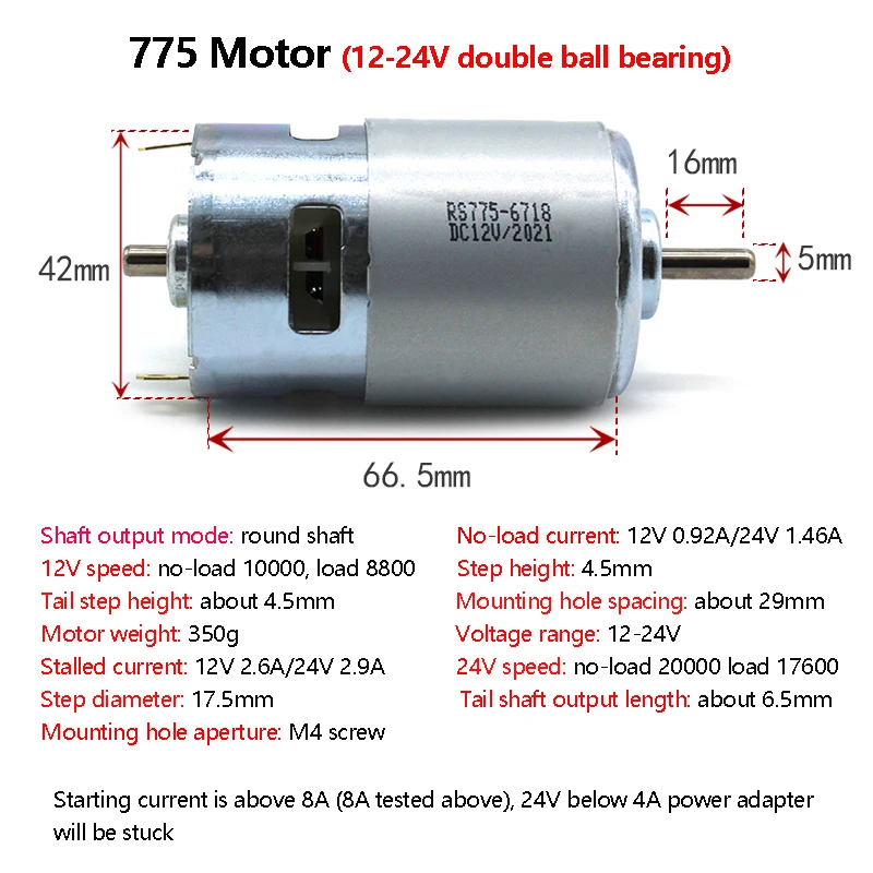 High Speed Motor 12V24V High Torque 795 DC Motor Homemade Electric Drill Power Tool