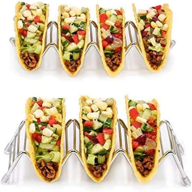 Taco Holder Mexican Pizza Roll Shelf Burrito Potato Chips Rack Shells Taco Rack Stainless Steel Creative Tableware Pancake Stand