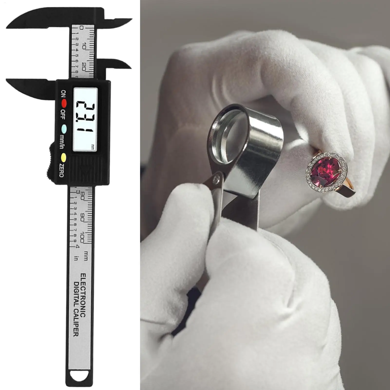 Tiny Digital Vernier Calipers 0-100mm Screen Displays Measuring Tool Interchangeable Between Inches and Millimeters for Jewelry